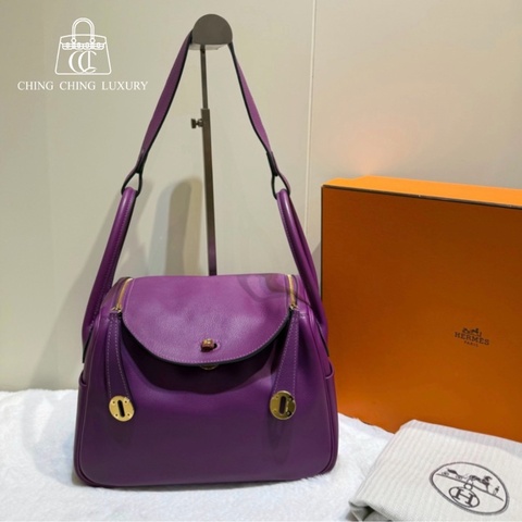 🌈Hermes💜Lindy 26💜P9海葵紫金扣🌈98.5新🌟Evercolor皮🌟愛馬仕🌟