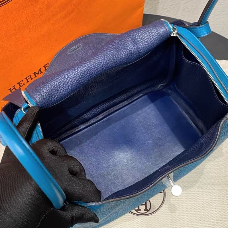 🌈Hermes💙Lindy 26💙伊茲密爾藍銀扣🌈98.5新🌟TC皮🌟愛馬仕🌟-3