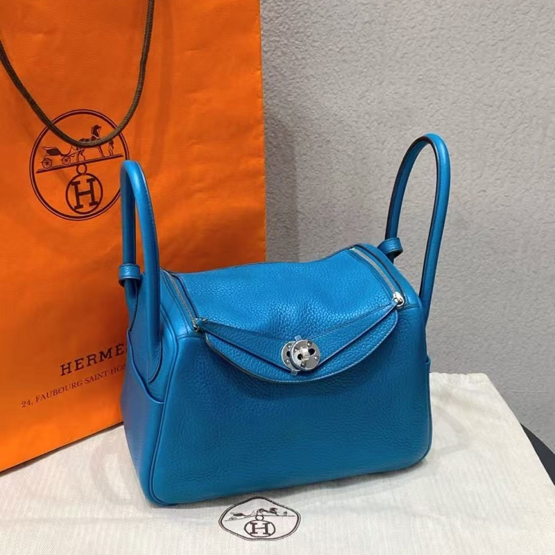 🌈Hermes💙Lindy 26💙伊茲密爾藍銀扣🌈98.5新🌟TC皮🌟愛馬仕🌟-7
