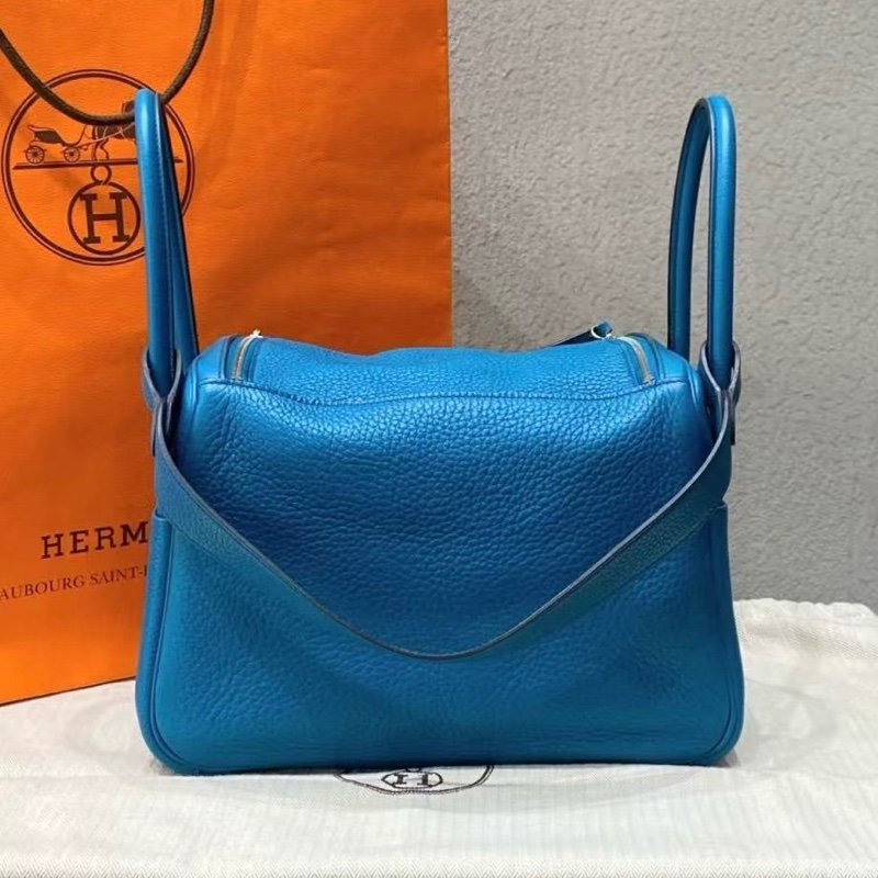 🌈Hermes💙Lindy 26💙伊茲密爾藍銀扣🌈98.5新🌟TC皮🌟愛馬仕🌟-8