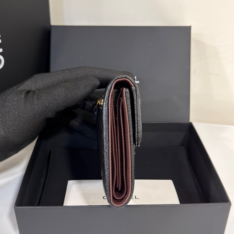 #全新帶膜 #荔枝皮 香奈兒黑金信封cf三折短夾🈶零錢袋 經典款🔥-2