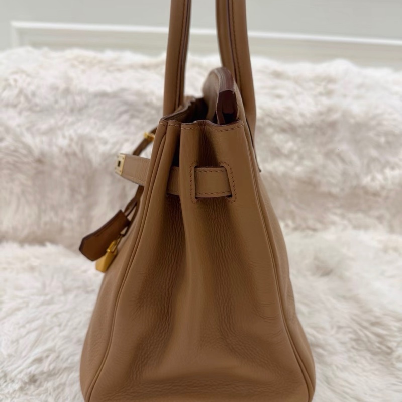 Hermes愛馬仕 Birkin30 奶茶色金扣 L刻-3