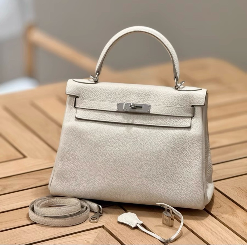 Hermes 愛馬仕 Kelly28 珍珠灰 銀扣 Togo皮 Z刻-1