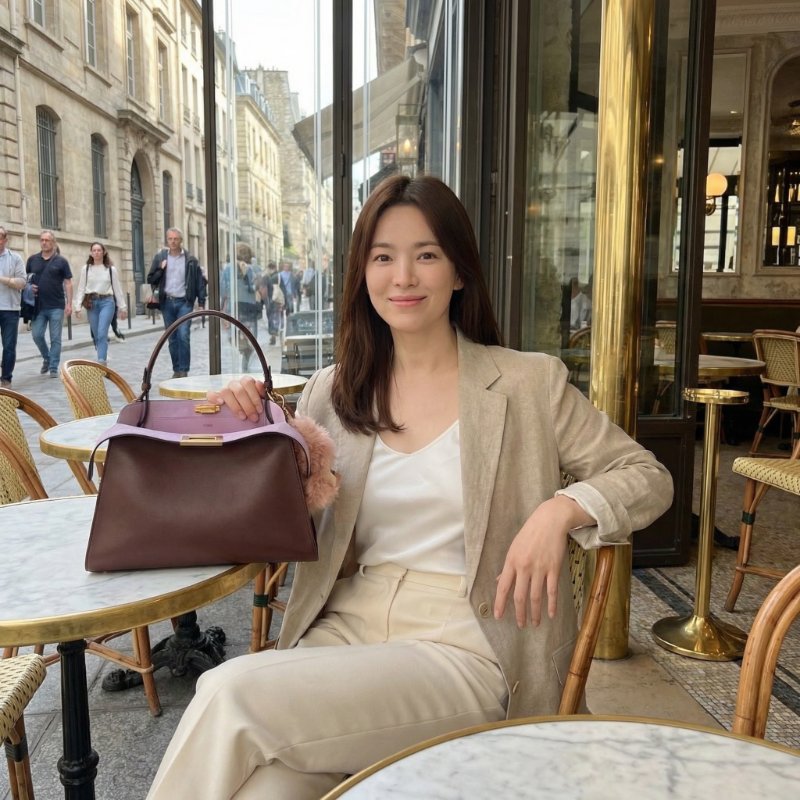 ⏰限時特賣價🌺Fendi Way 8BN368 中款深棕色皮革和紫羅蘭色麂皮包-3