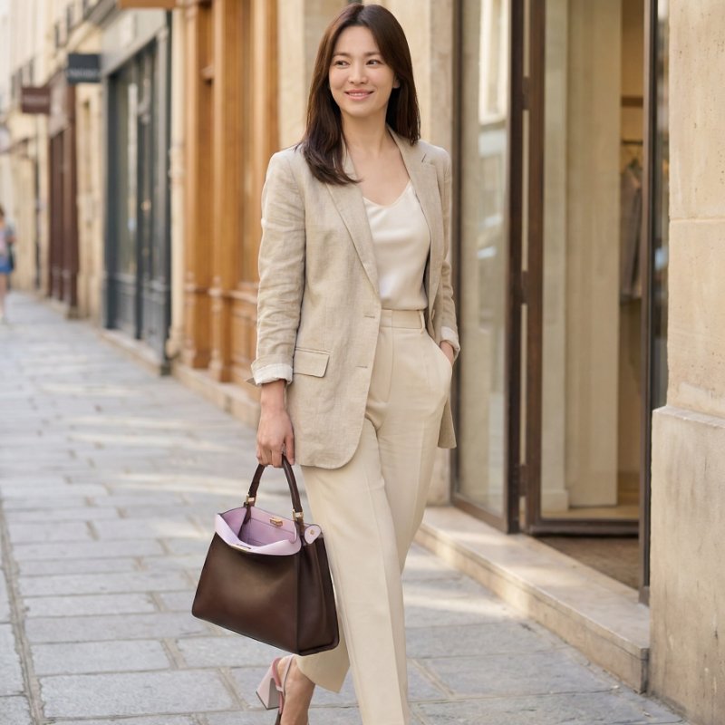 ⏰限時特賣價🌺Fendi Way 8BN368 中款深棕色皮革和紫羅蘭色麂皮包-4