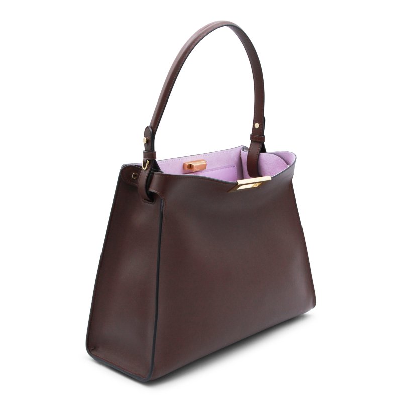 ⏰限時特賣價🌺Fendi Way 8BN368 中款深棕色皮革和紫羅蘭色麂皮包-9