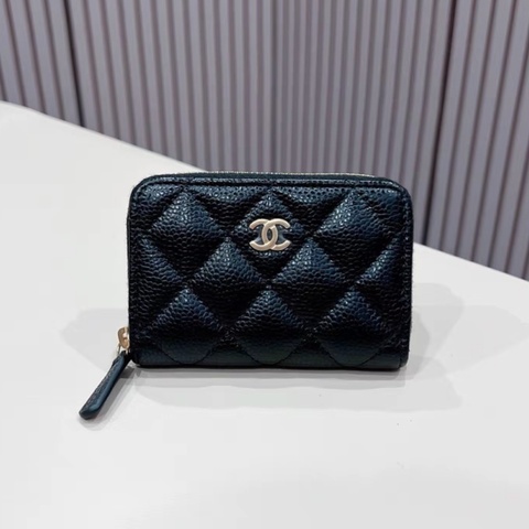 #閒置帶膜 #配件齊🉑送禮 #荔枝皮 香奈兒黑金ㄇ字拉鍊零錢包