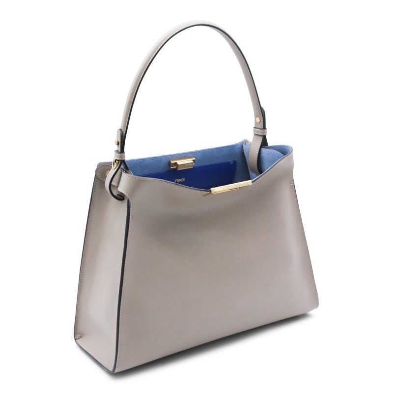 ⏰限時特賣價🌺Fendi Way 8BN368 中款鴿子灰色皮革和霓虹藍色麂皮包-13