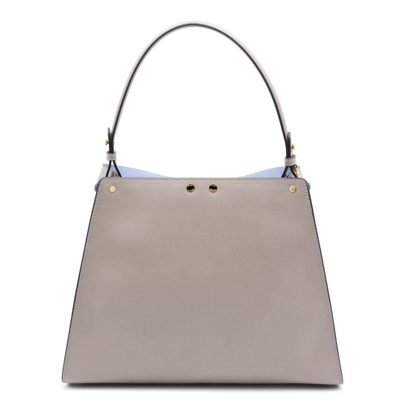 ⏰限時特賣價🌺Fendi Way 8BN368 中款鴿子灰色皮革和霓虹藍色麂皮包-14