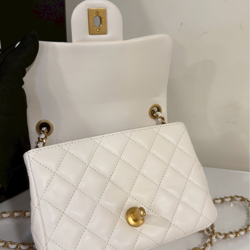 公主駕到💗99新🆕Chanel香奈兒白金鏈條菱格紋金球方胖子單肩斜挎包-14