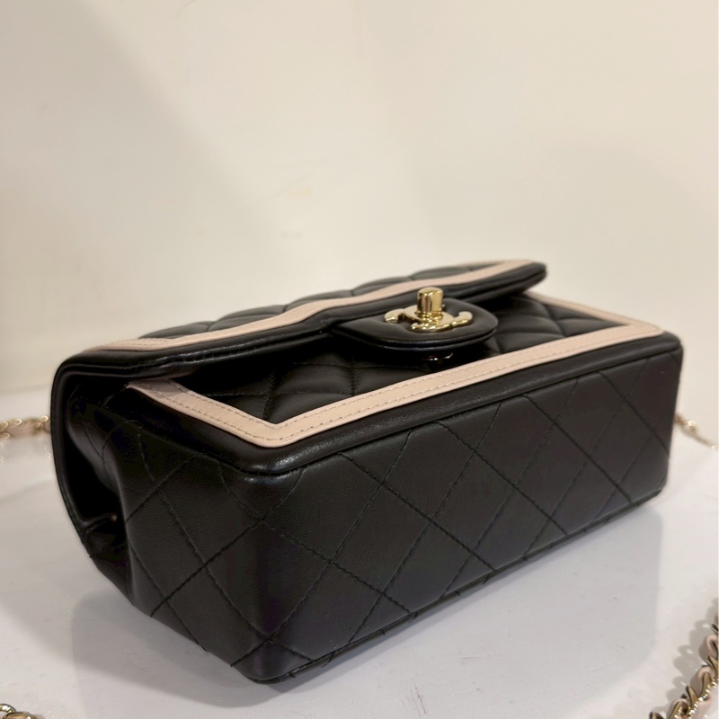 99新🆕✨溫柔天花板💕Chanel香奈兒黑金奶茶拼色大mini cf20單肩斜挎包-11