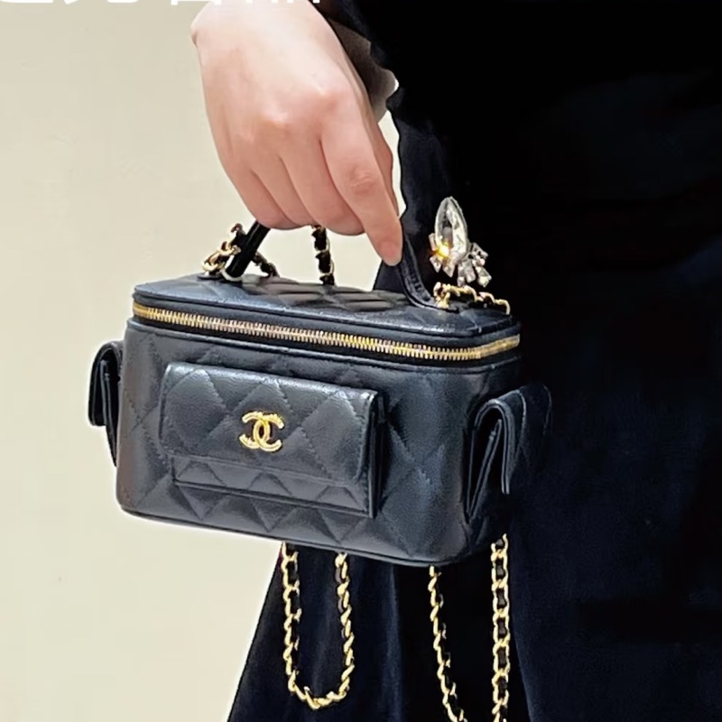 新款超限量💯Chanel香奈兒荔枝牛皮黑金Cargo炸藥包手提包單肩斜挎包🧨-4