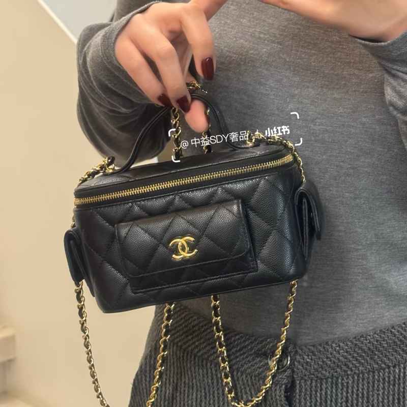新款超限量💯Chanel香奈兒荔枝牛皮黑金Cargo炸藥包手提包單肩斜挎包🧨-5
