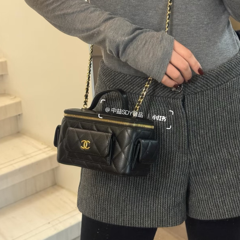 新款超限量💯Chanel香奈兒荔枝牛皮黑金Cargo炸藥包手提包單肩斜挎包🧨-6