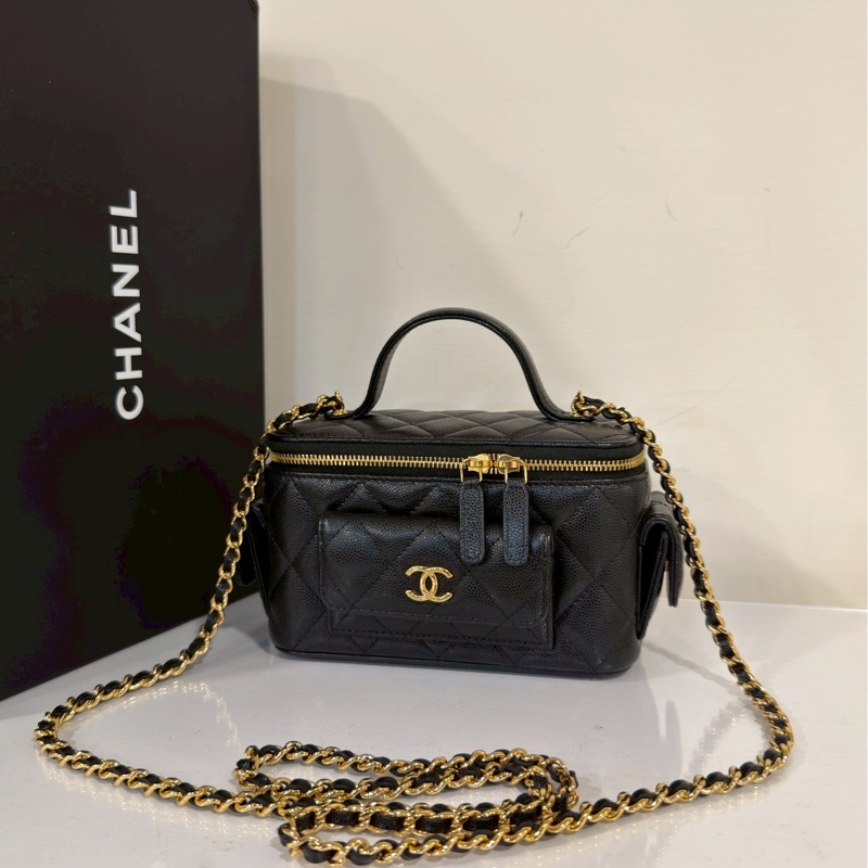 新款超限量💯Chanel香奈兒荔枝牛皮黑金Cargo炸藥包手提包單肩斜挎包🧨-7