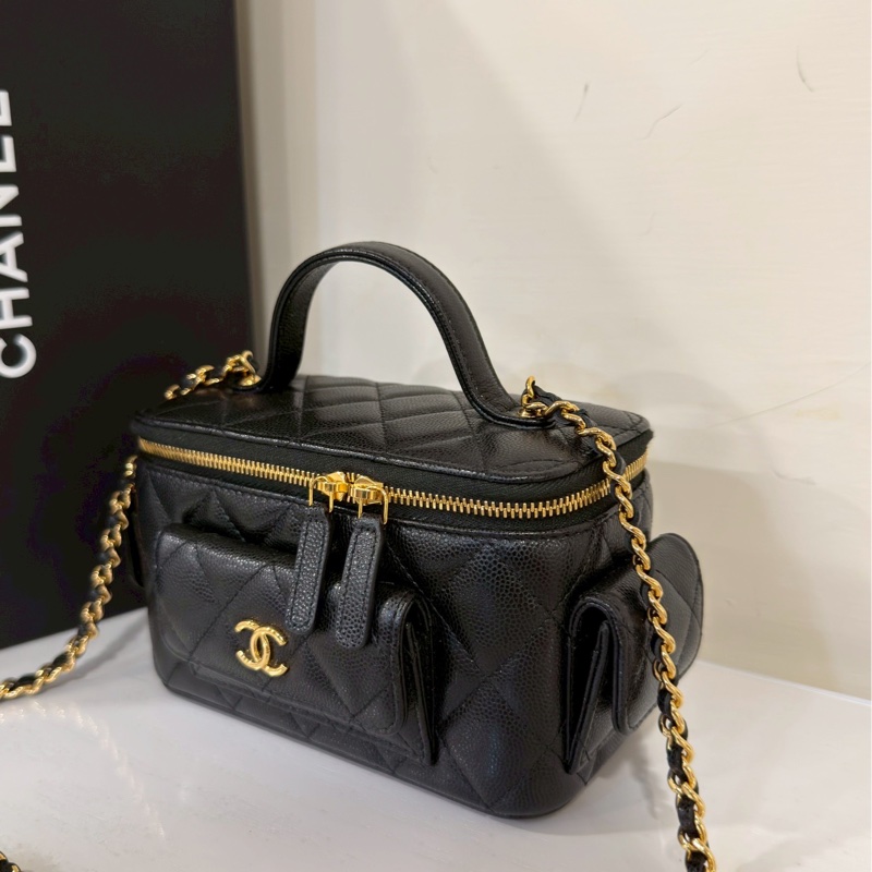 新款超限量💯Chanel香奈兒荔枝牛皮黑金Cargo炸藥包手提包單肩斜挎包🧨-8