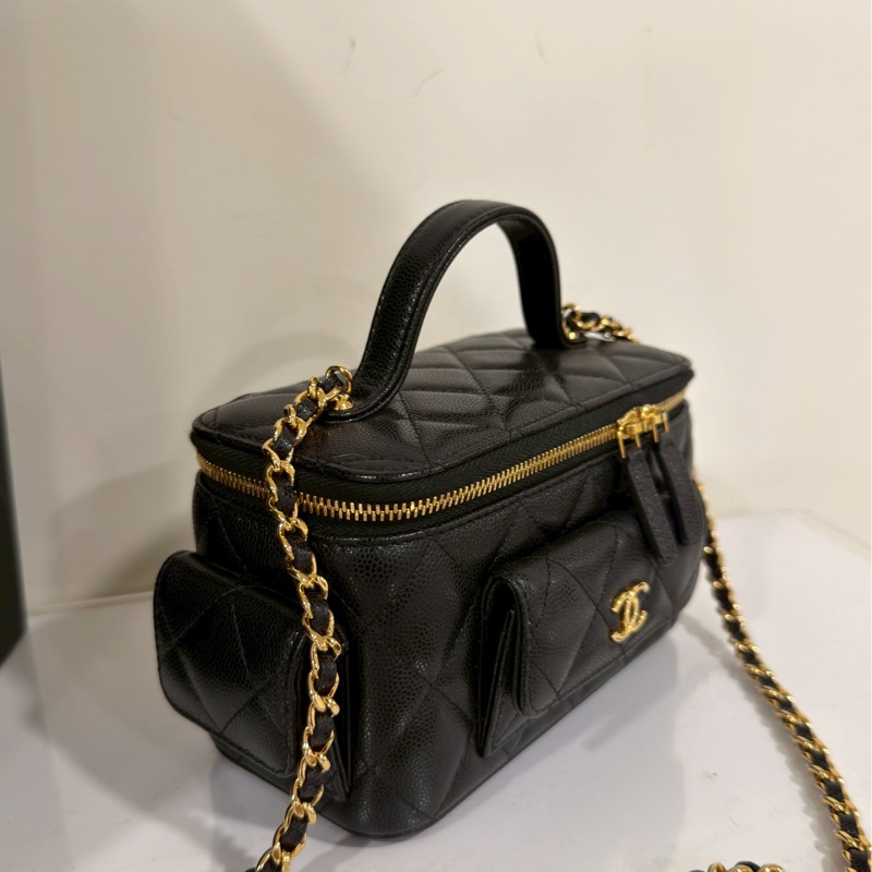 新款超限量💯Chanel香奈兒荔枝牛皮黑金Cargo炸藥包手提包單肩斜挎包🧨-9