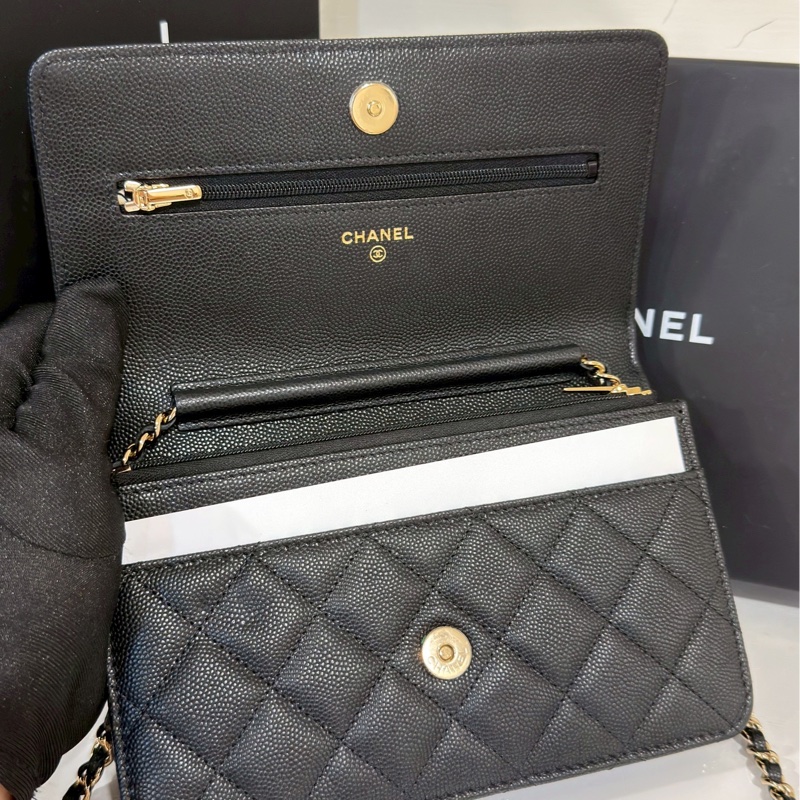 美到失語🖤🈶購證😍Chanel香奈兒黑金19bag大菱格紋woc鏈條發財包單肩斜挎包-20