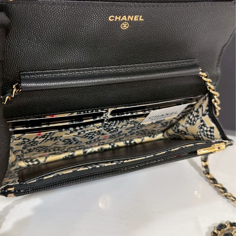 美到失語🖤🈶購證😍Chanel香奈兒黑金19bag大菱格紋woc鏈條發財包單肩斜挎包-21