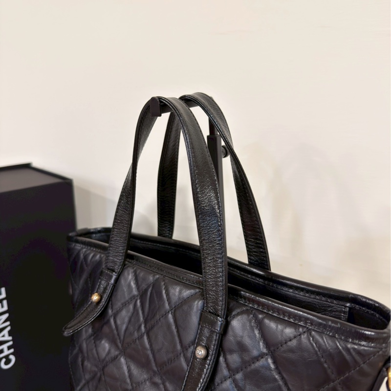 隨性高級💎超低價😍Chanel香奈兒黑色Gabrielle 托特流浪包單肩斜挎包-12