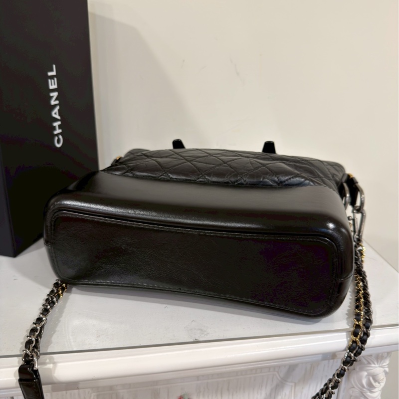 隨性高級💎超低價😍Chanel香奈兒黑色Gabrielle 托特流浪包單肩斜挎包-13