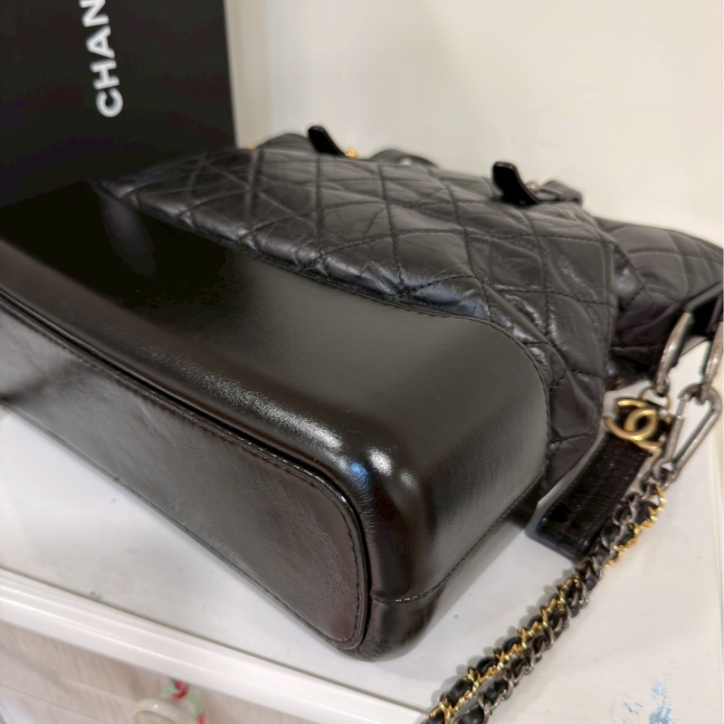 隨性高級💎超低價😍Chanel香奈兒黑色Gabrielle 托特流浪包單肩斜挎包-14