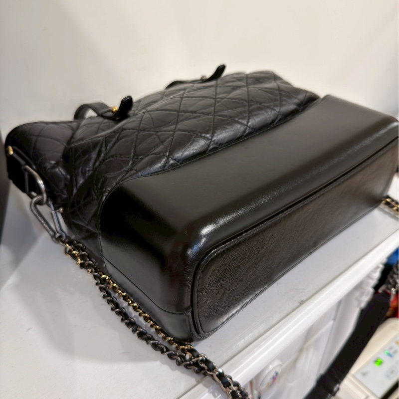 隨性高級💎超低價😍Chanel香奈兒黑色Gabrielle 托特流浪包單肩斜挎包-16