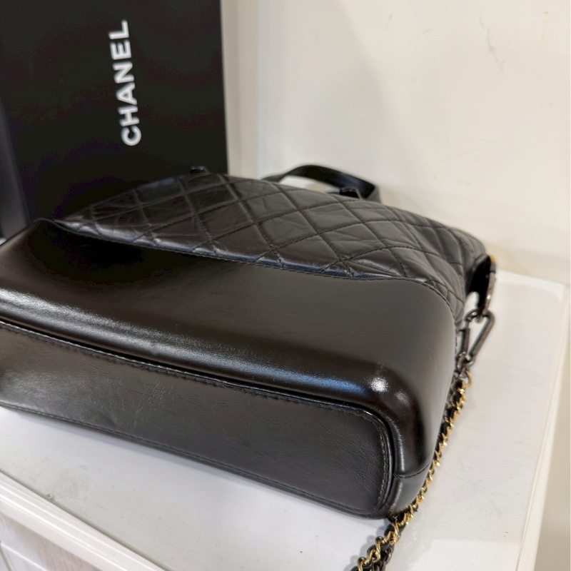 隨性高級💎超低價😍Chanel香奈兒黑色Gabrielle 托特流浪包單肩斜挎包-19