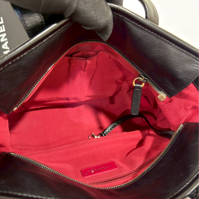 隨性高級💎超低價😍Chanel香奈兒黑色Gabrielle 托特流浪包單肩斜挎包-20