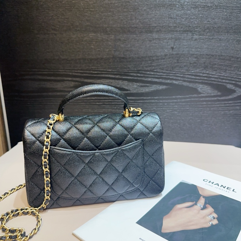 Chanel 黑荔枝牛皮金釦Coco20 handle 手提斜背包-1