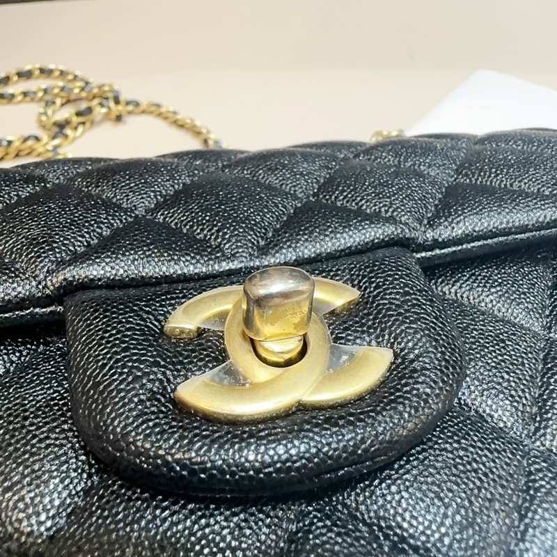 Chanel 黑荔枝牛皮金釦Coco20 handle 手提斜背包-8