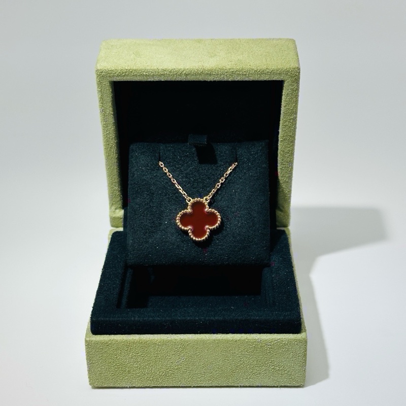 梵克雅寶/VCARD38500 18K黃金紅玉髓紅中花項鍊 19年全套-0