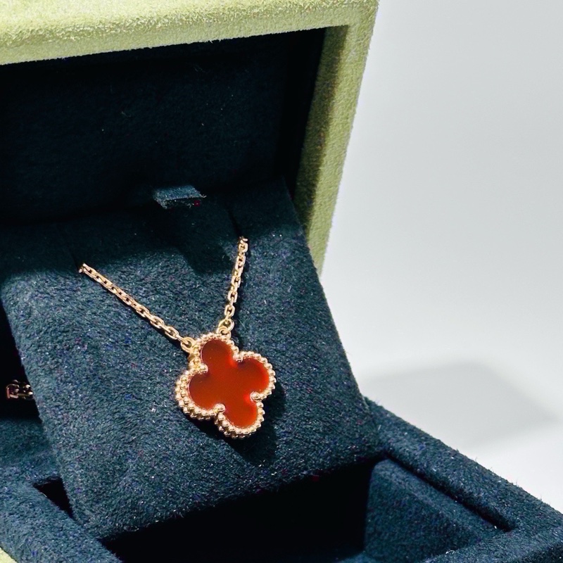 梵克雅寶/VCARD38500 18K黃金紅玉髓紅中花項鍊 19年全套-3