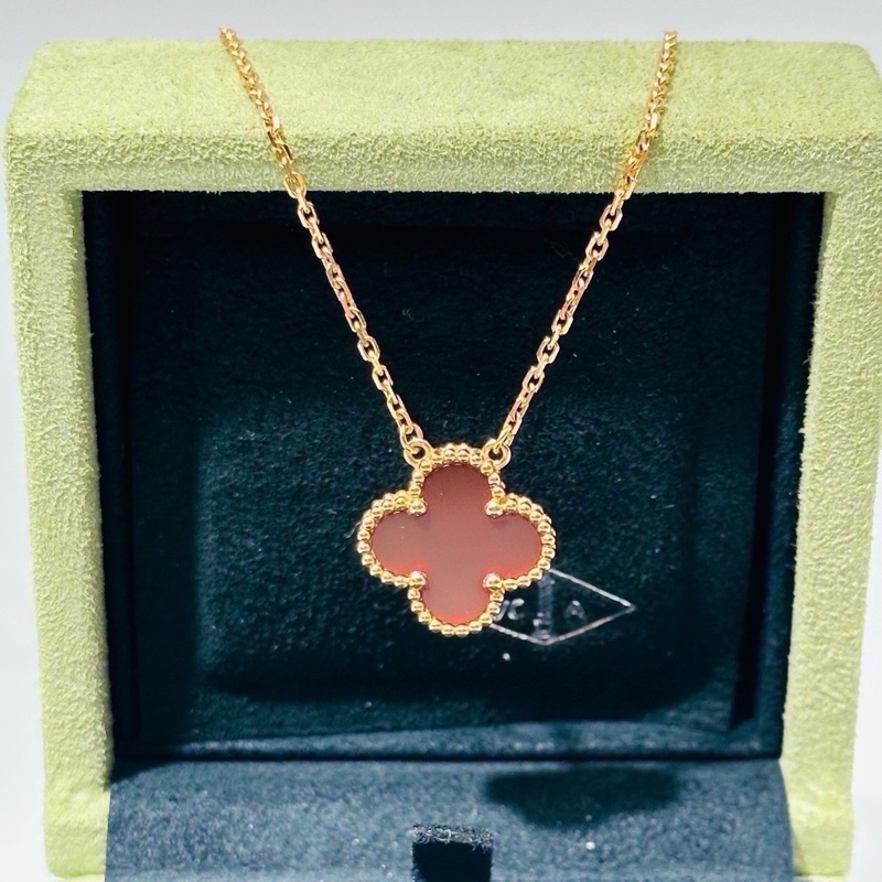 梵克雅寶/VCARD38500 18K黃金紅玉髓紅中花項鍊 19年全套-4