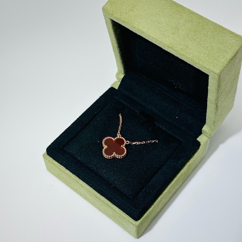 梵克雅寶/VCARD38500 18K黃金紅玉髓紅中花項鍊 19年全套-5