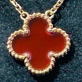 梵克雅寶/VCARD38500 18K黃金紅玉髓紅中花項鍊 19年全套-7