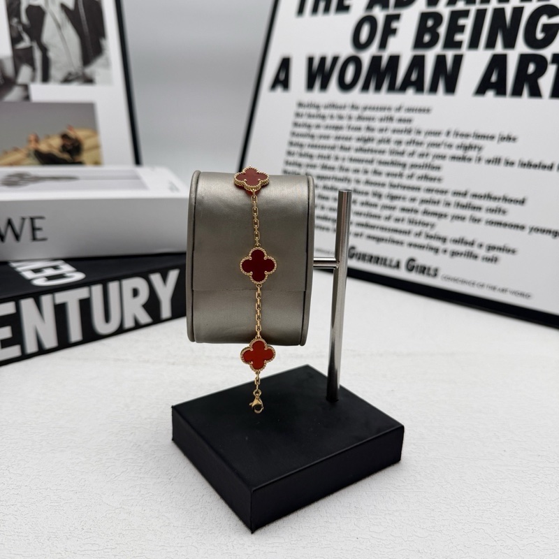 梵克雅寶/VCARD35500 18K黃金紅玉髓紅五花手鍊 老扣 單品無附件-3