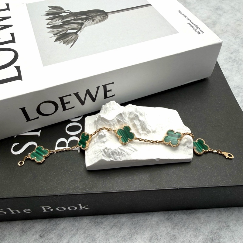 梵克雅寶/VCARL80900 18K黃金孔雀石 綠五花手鍊 23年全套-1