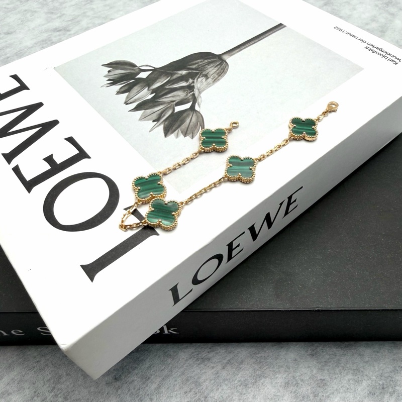 梵克雅寶/VCARL80900 18K黃金孔雀石 綠五花手鍊 23年全套-3