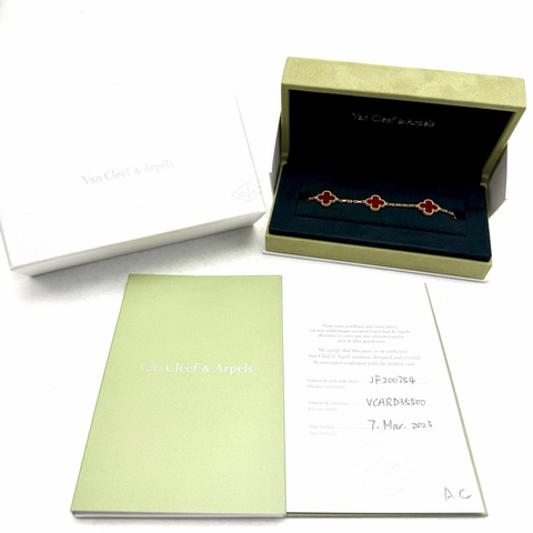 梵克雅寶/VCARD35500 18K黃金紅玉髓紅五花手鍊 23年