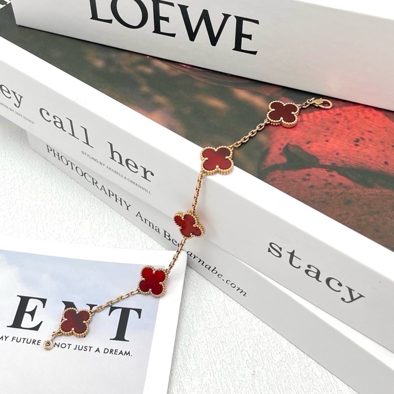 梵克雅寶/VCARD35500 18K黃金紅玉髓紅五花手鍊 23年-1