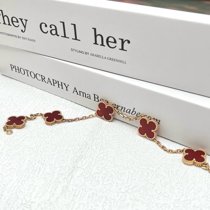 梵克雅寶/VCARD35500 18K黃金紅玉髓紅五花手鍊 23年-2