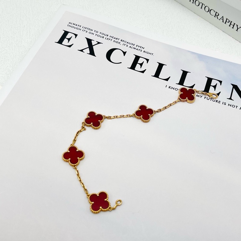 梵克雅寶/VCARD35500 18K黃金紅玉髓紅五花手鍊 23年-4