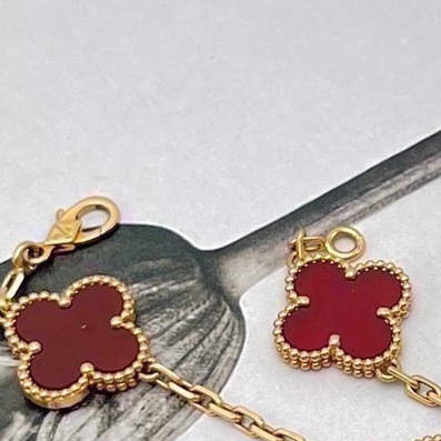 梵克雅寶/VCARD35500 18K黃金紅玉髓紅五花手鍊 23年-5