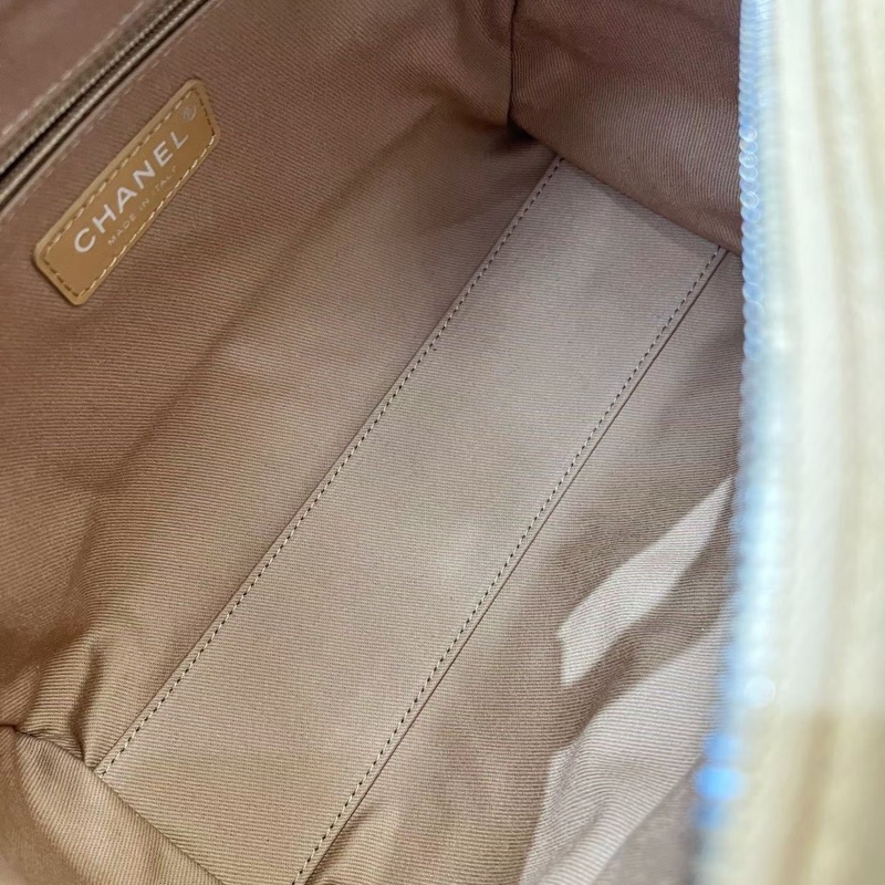 Chanel香奈兒奶茶色沙灘包保齡球包 底長28  芯片款-8