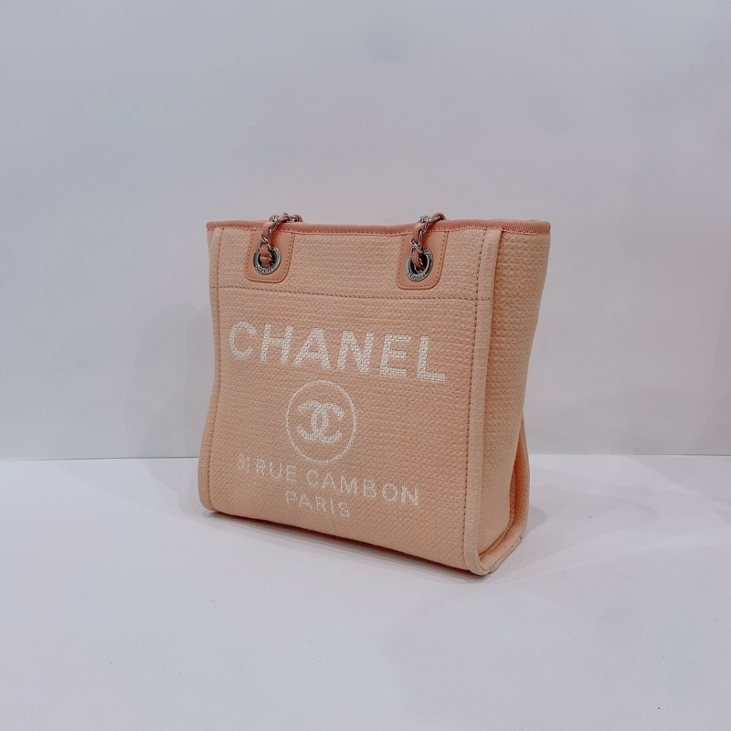Chanel /香奈兒 22C 小號沙灘包 芯片款 淡橘色 尺寸：26*25*12cm 配件：塵袋-0
