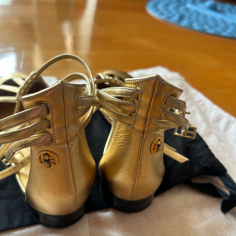 經典金色channel 平底鞋-2