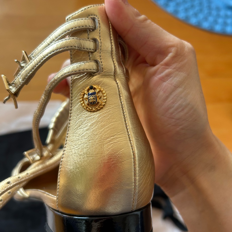 經典金色channel 平底鞋-3