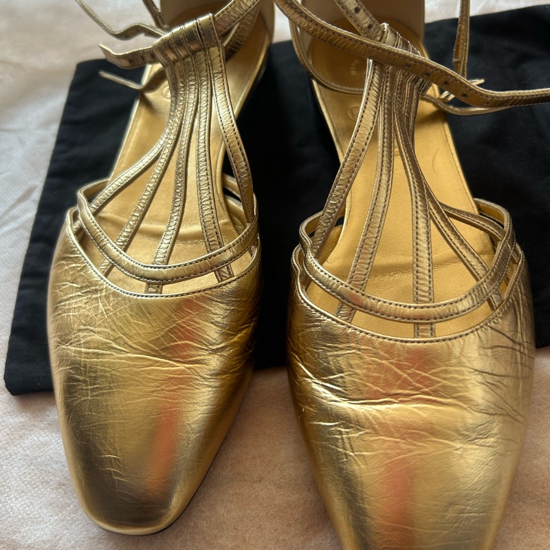 經典金色channel 平底鞋-5