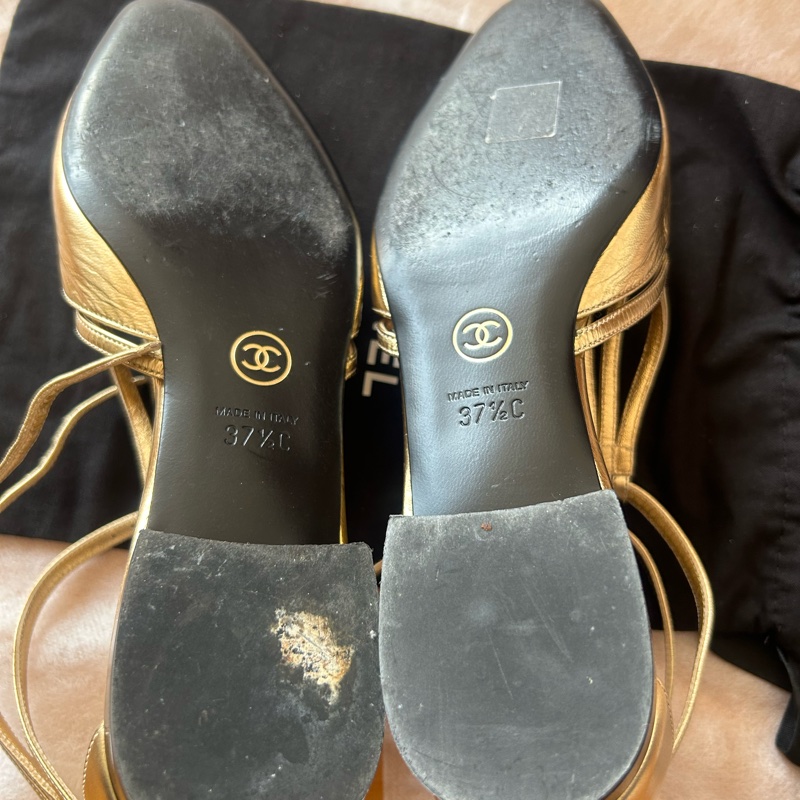 經典金色channel 平底鞋-8